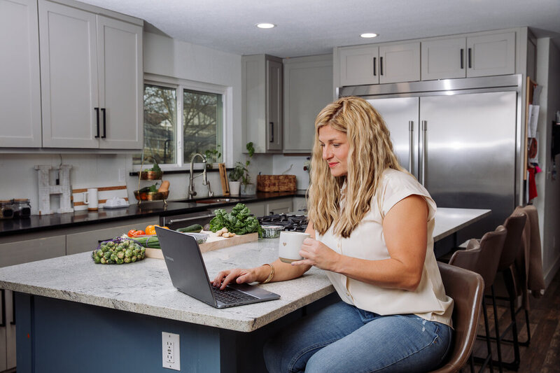 Amy on a video call, discussing personalized nutrition strategies with a client.