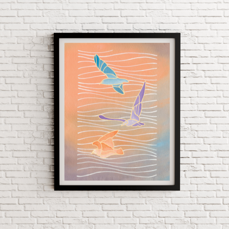 Emele Sea Birds Pastel Painting 2