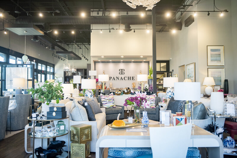 A wide shot showing the store of a local business selling interior decor