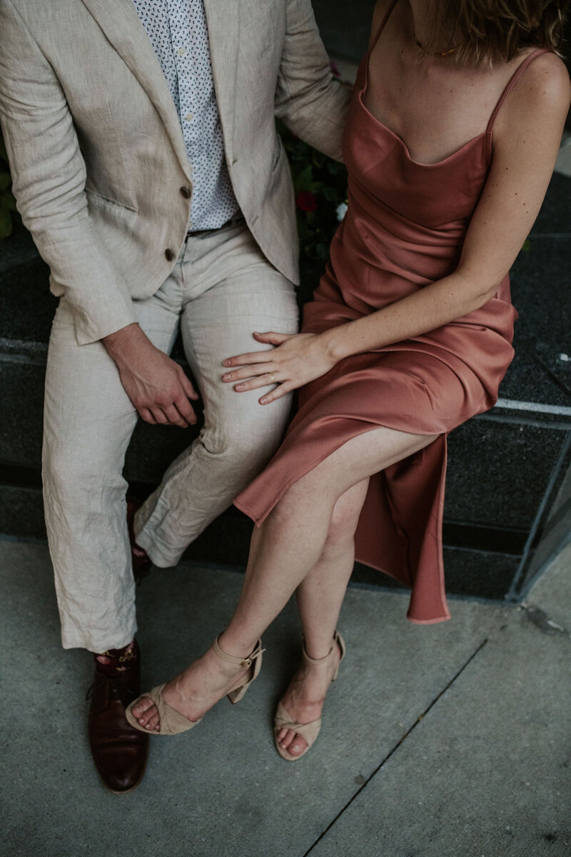 an couple having a night out downtown 