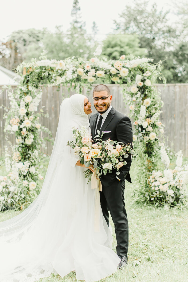 Muslim Wedding Ceremony | White and Cream | Backyard Wedding | Frid Events Florist