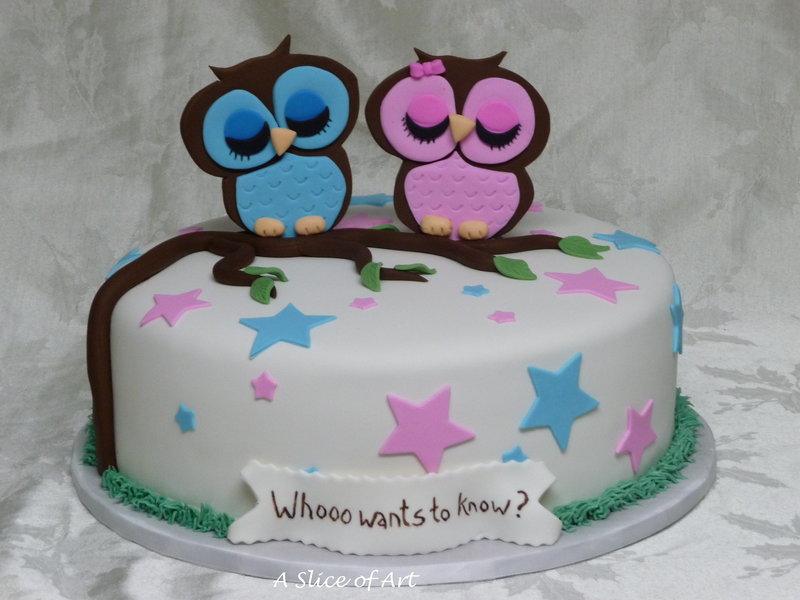 gender owl reveal cake