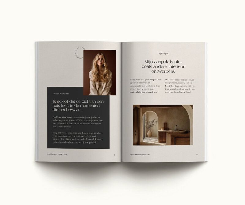 Brochure template voor interieurontwerpers Sage & Stone 6