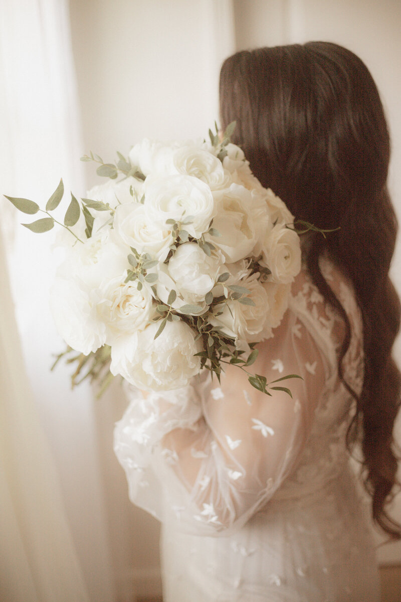 This image is of a bride holding her flowers.