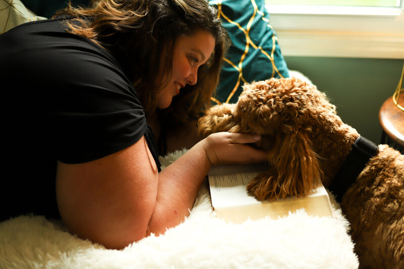 woman and large dog