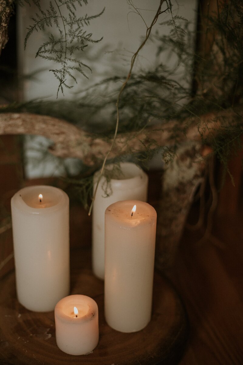 Aesthetic picture of candles in nature