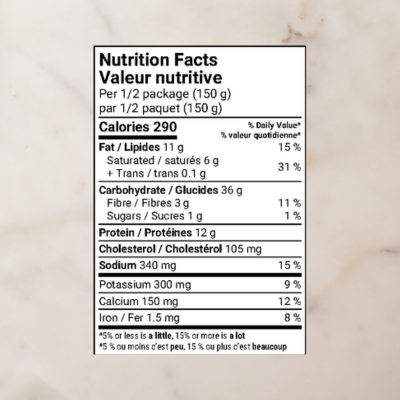 ravioli spinach & ricotta nutrition facts