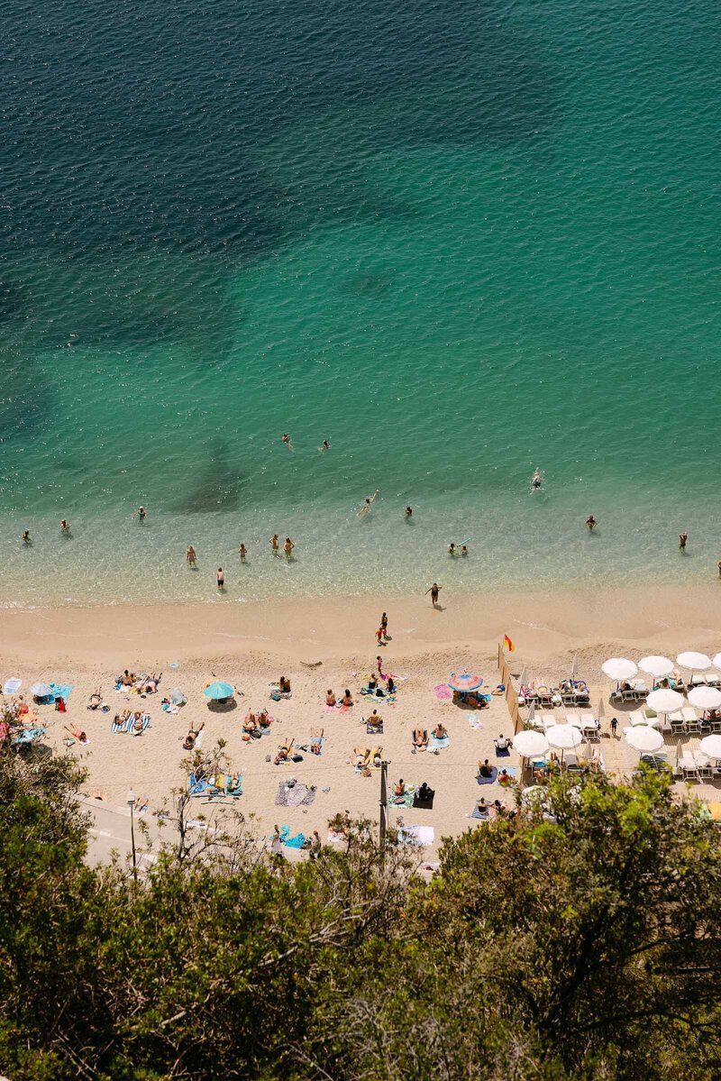 Aerial shot of the sunny beach in Cap Ferrat.