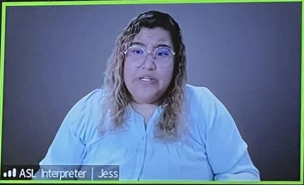 ASL interpreter on zoom, voicing interpreter