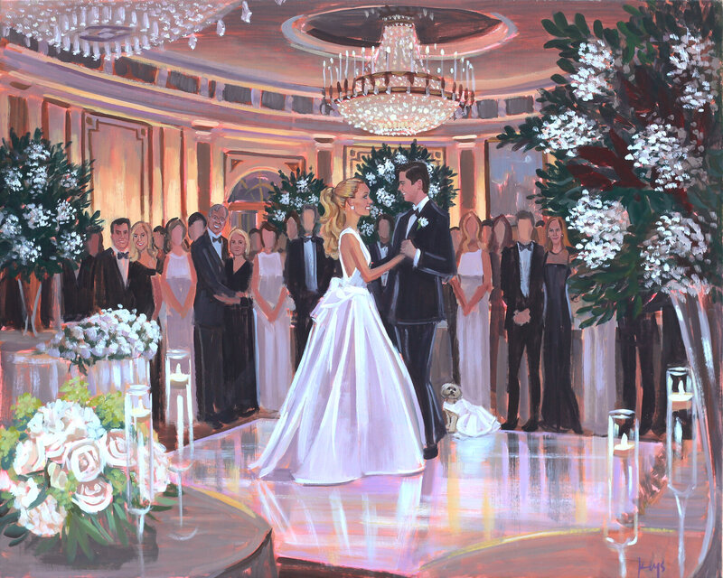 Live Wedding Paintings by Ben Keys | Colleen and Paul, Lotte Palace Hotel, NYC, NY, web