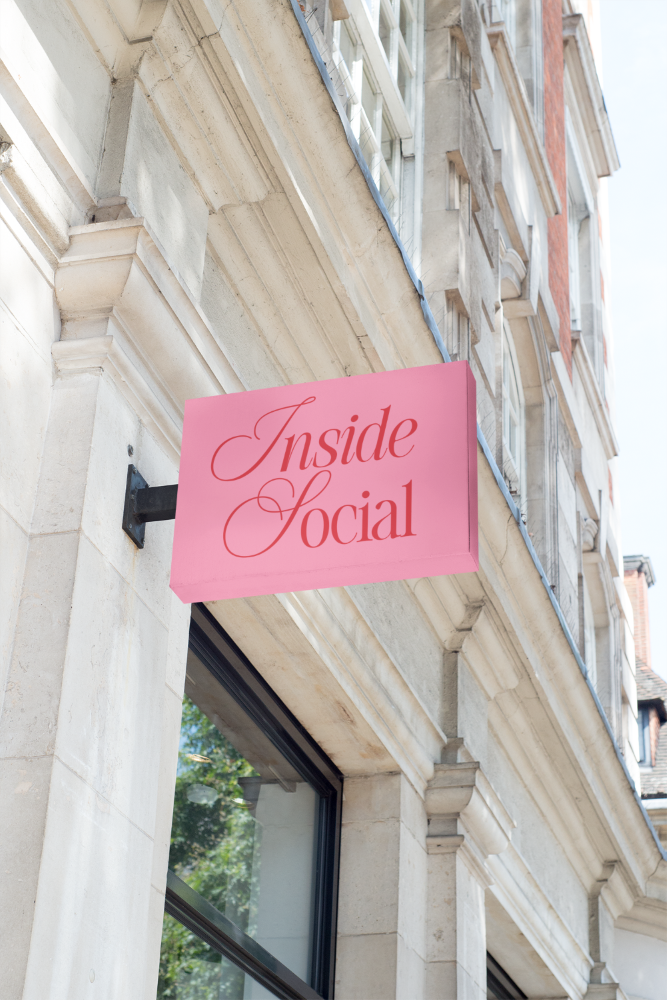 Signage mockup for Inside Social branding project created by Leithal and Co