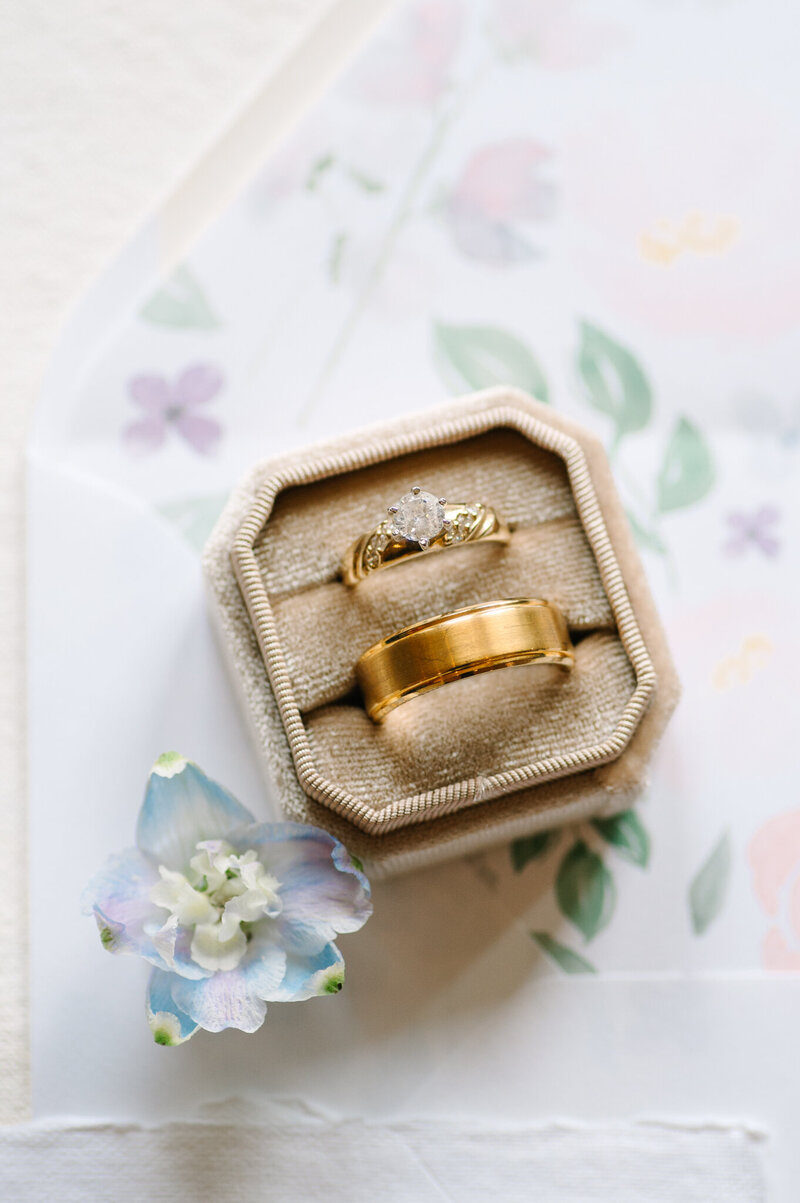 Detail photo of wedding rings at Dallas wedding