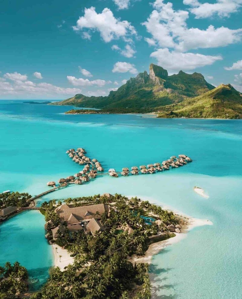 Aerial picture of the Four Seasons Bora Bora