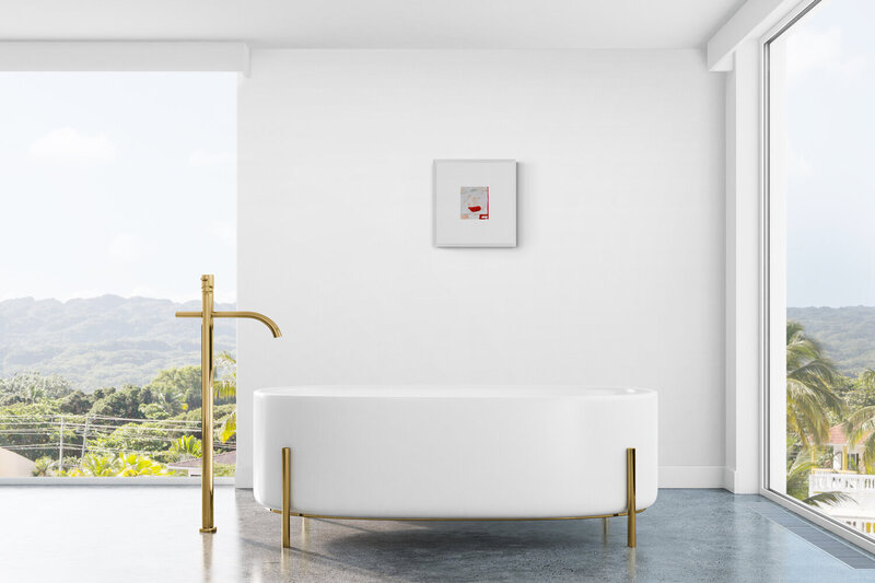 elevated+modern+bathroom+with+%22practicing+yutori%22+original+Ashley+Trabue+painting