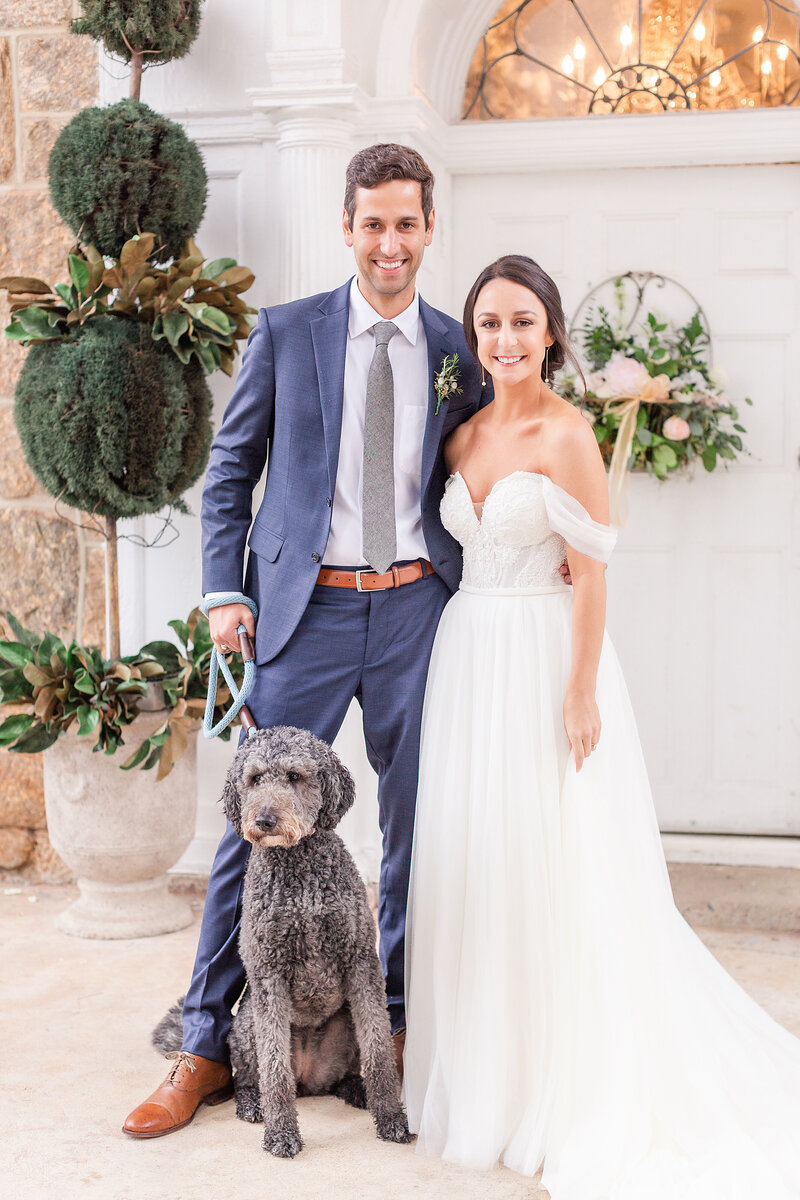 married couple at mary's cottage in falls park in downtown greenville sc