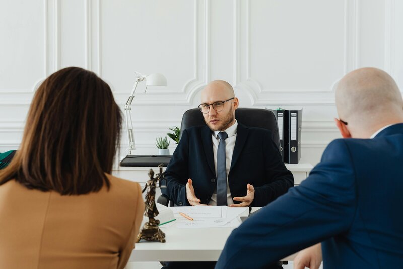 Man having meeting with others