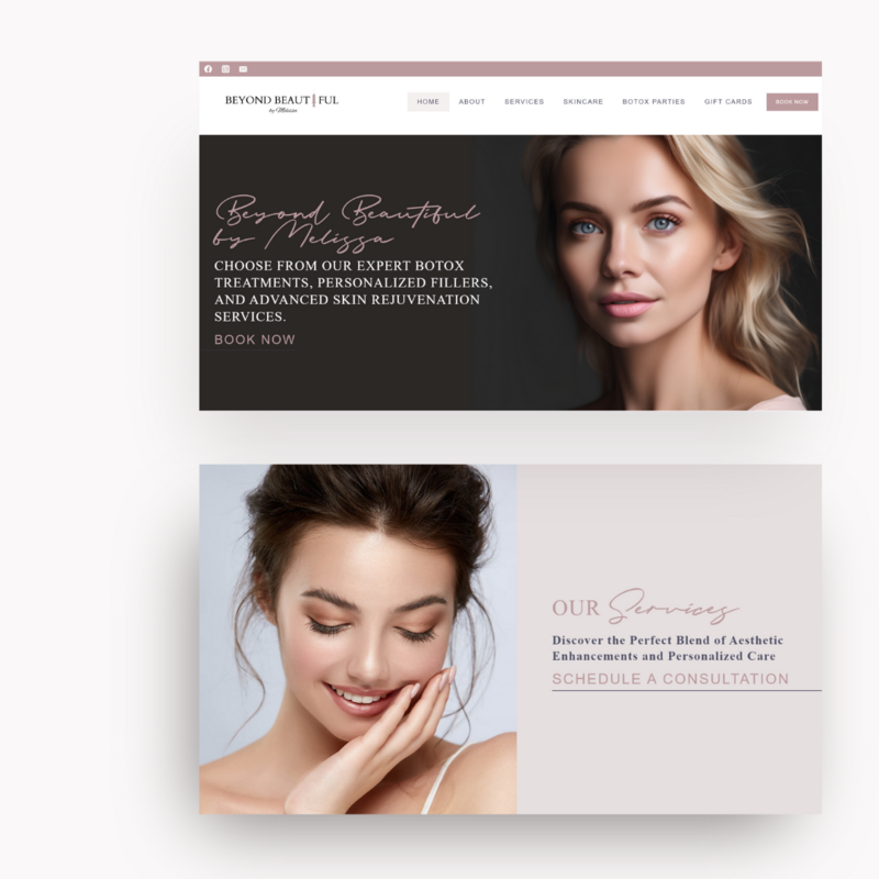 Website design for Beyond Beautiful by Melissa, a luxury beauty and wellness studio