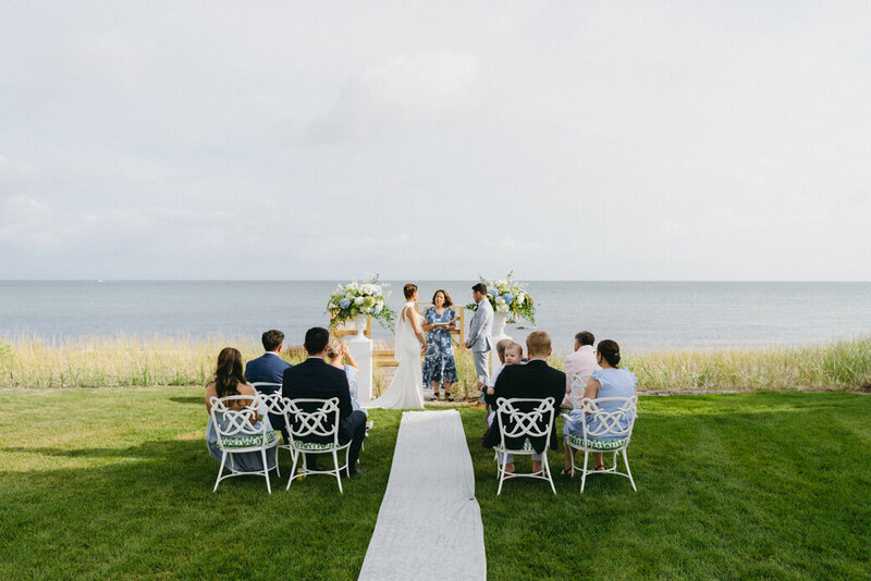 coastal backyard wedding ceremony in Cape Cod