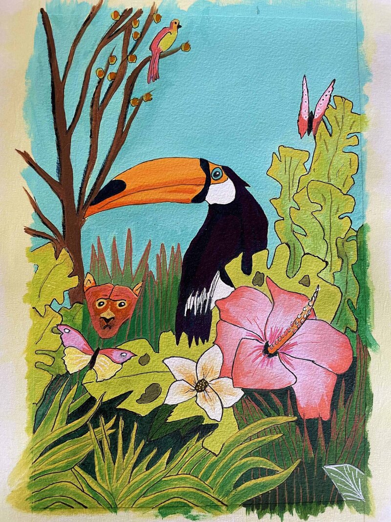 Painting by Henrie Richer "Toucan in the jungle"