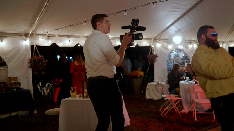 Jacob Metzger behind the scenes while shooting a video at a Lehigh Valley wedding.