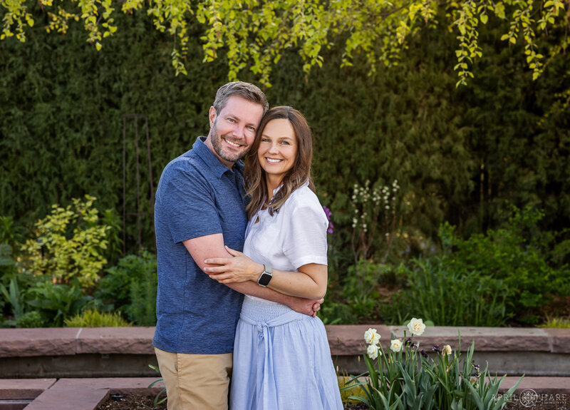 Couple s portrait during May in the Welcome Garden at Denver Botanic Gardens