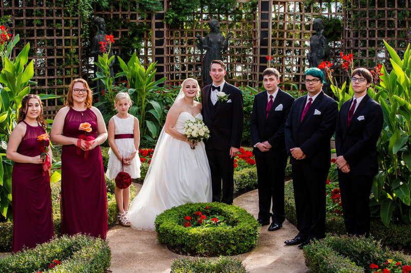 Bridal party in the Broderie Room for a Phipps Conservatory wedding