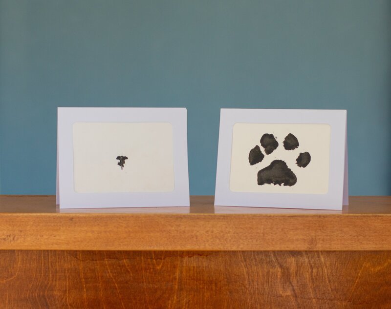 A pet's ink paw or nose print, a unique and heartfelt keepsake offered by Nature's Way Pet Aquamation to preserve cherished memories.