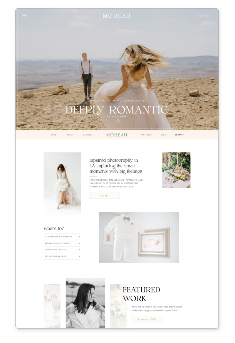 Example of showit website templates for photographers by Palme Design Co