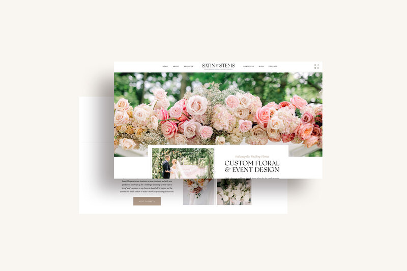 a mockup showing a sophisticated website for a floral designer