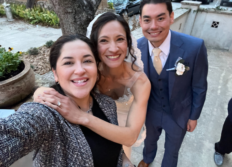 Nina R. Graham, owner, with Wedding Couple