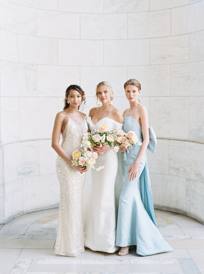 Bride and bridesmaids at New York Public Library wedding