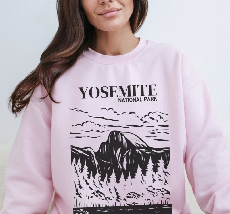 Yosemite National Park Sweatshirt - Light Pink