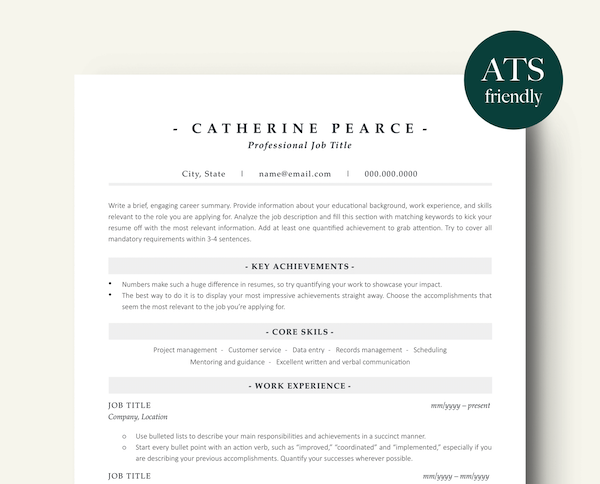 RecruitTheEmployer-ATS-Friendly-Professional-Resume-Template-Catherine