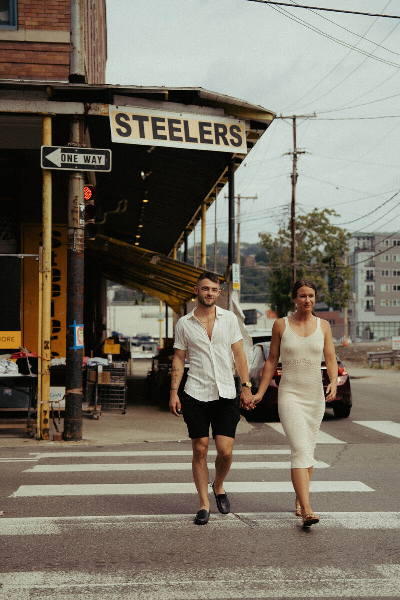 Pittsburgh couples photographer capturing engagement photography during Pennsylvania romantic couple session with documentary engagement portraits and authentic couple connection.