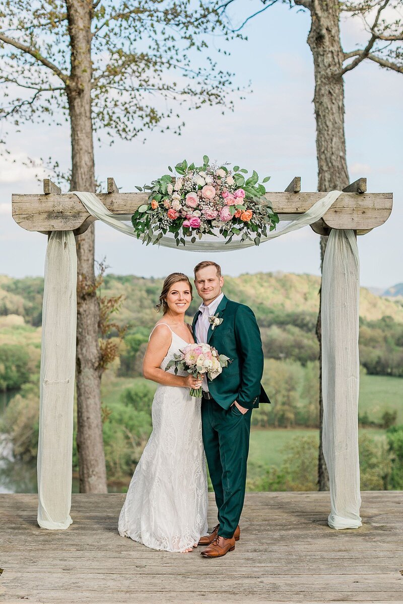 Spring wedding arbor design at Owen Farm