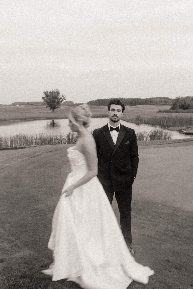 black and white photo of married couple