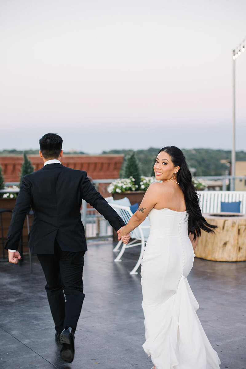 christina looking back wedding photos