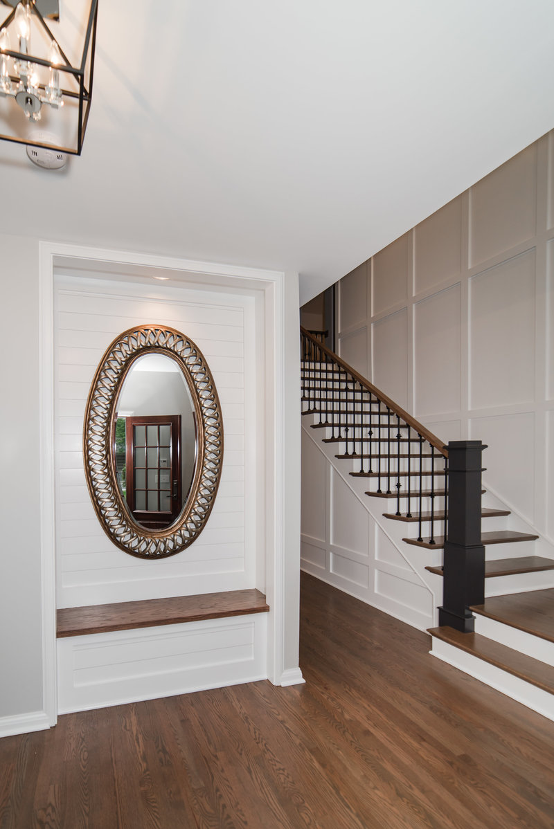 Interior Home Custom Entry Foyer Stairway Wood Floo