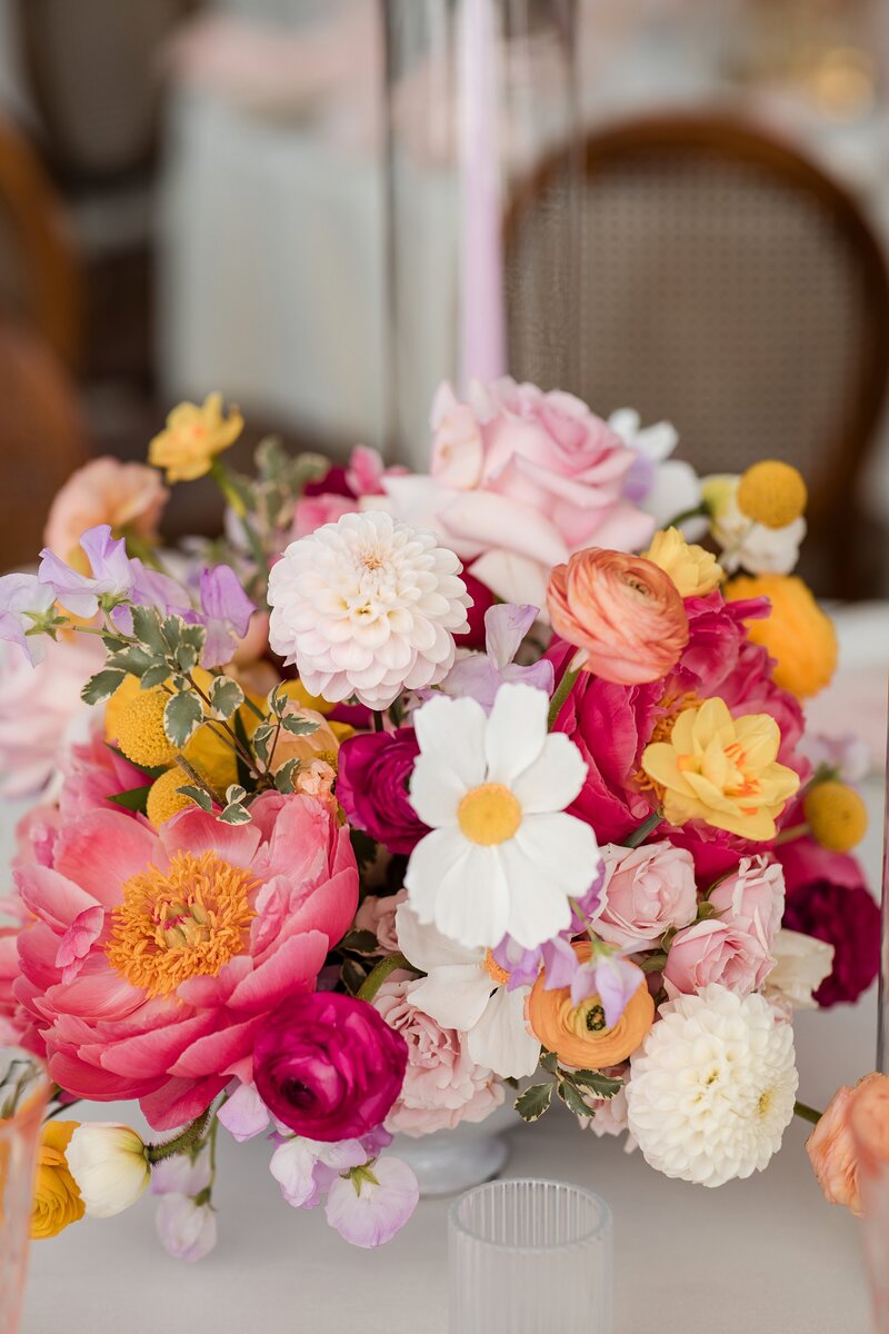Pink floral centerpiece at planned by Bianca Nichole and Co
