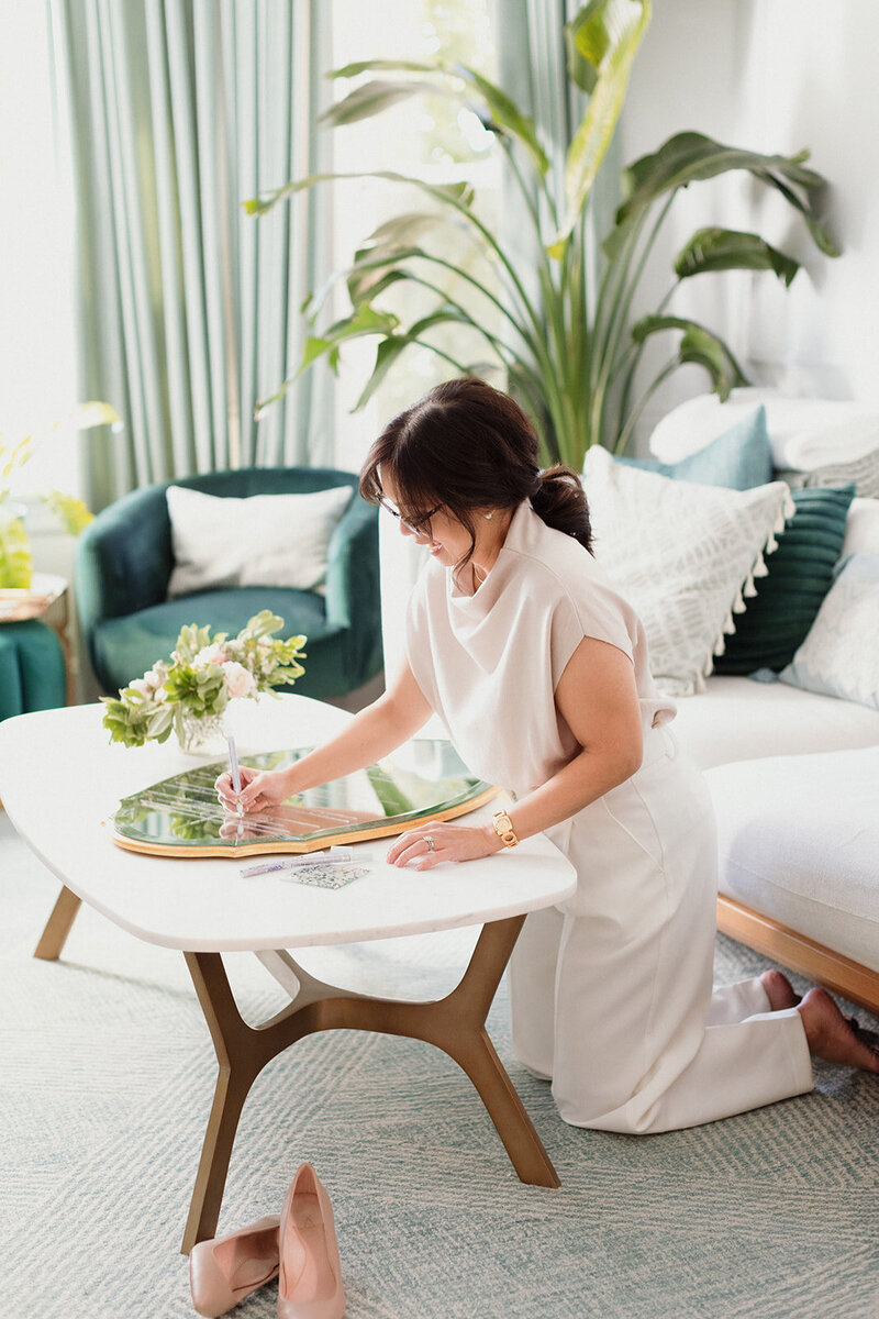 Wedding Calligrapher Writing on Mirror