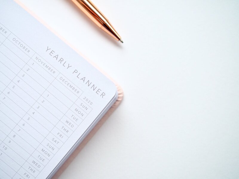pen and yearly planner open