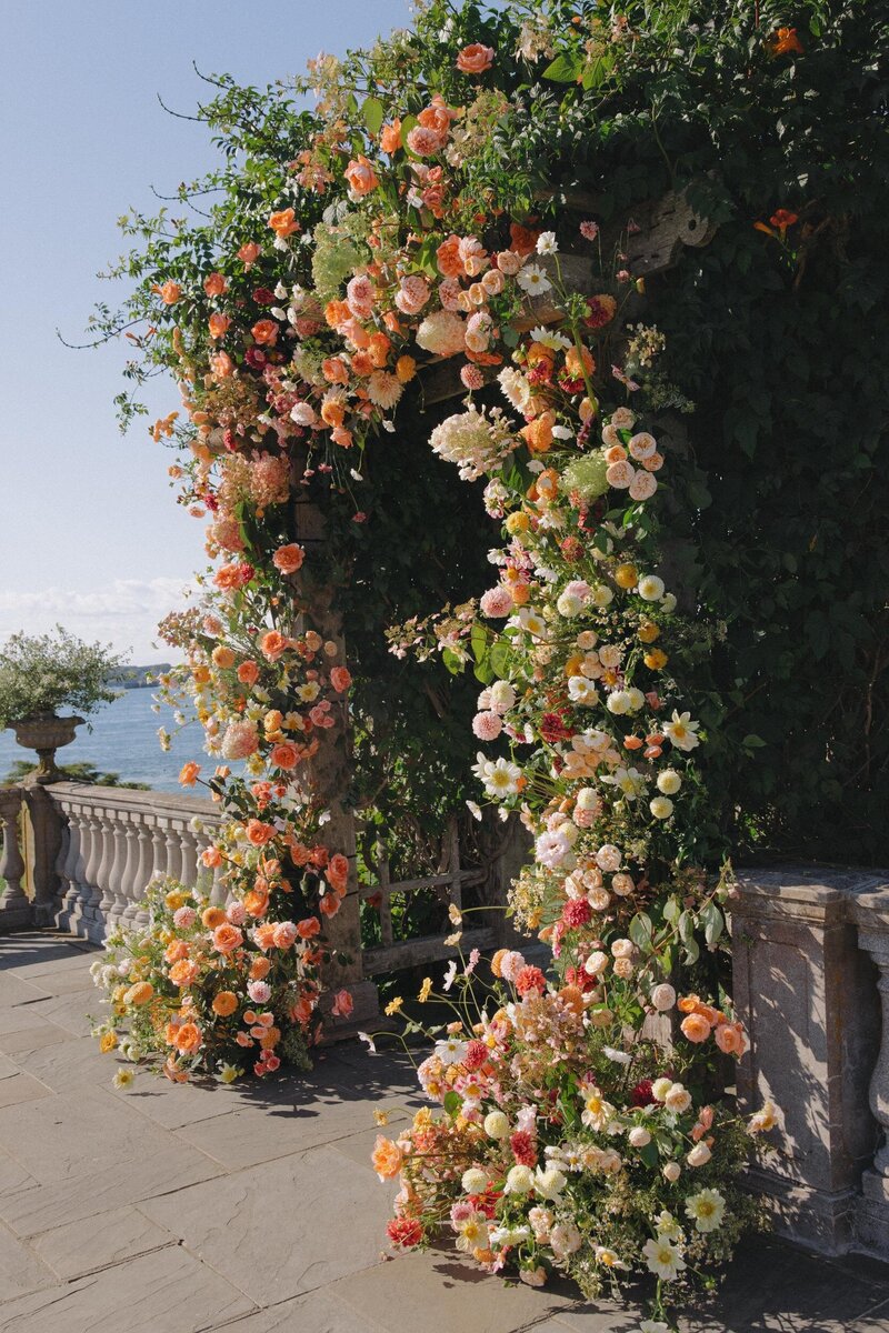 large and extravagant floral archway for a wedding