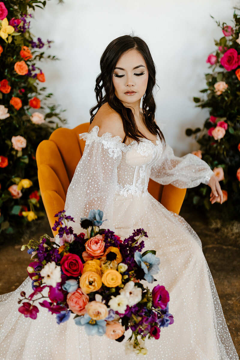 bride and bouquet at Arizona elopement