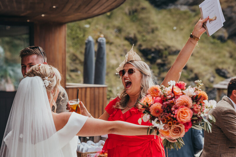 guest congratulates bride