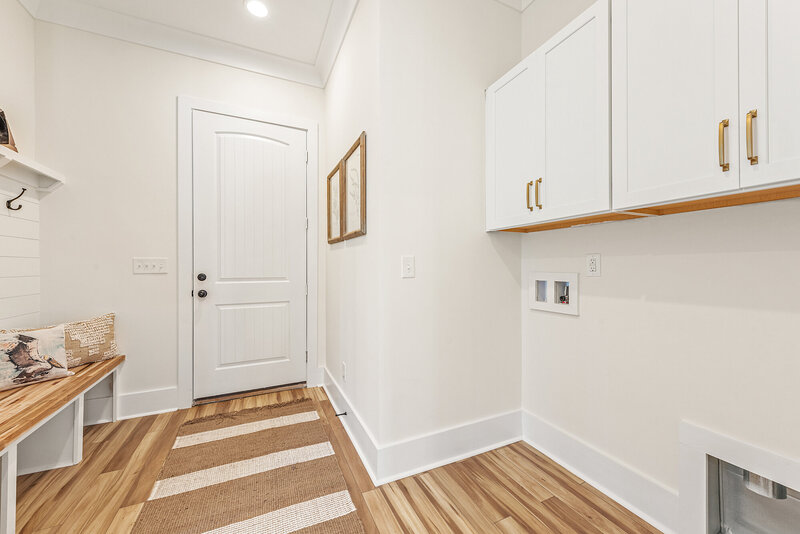 laundry room design. A residential new construction project in which Gracious Home Interiors designed and staged a new construction home in Mint Hill, NC, with Bridwell Homes.
