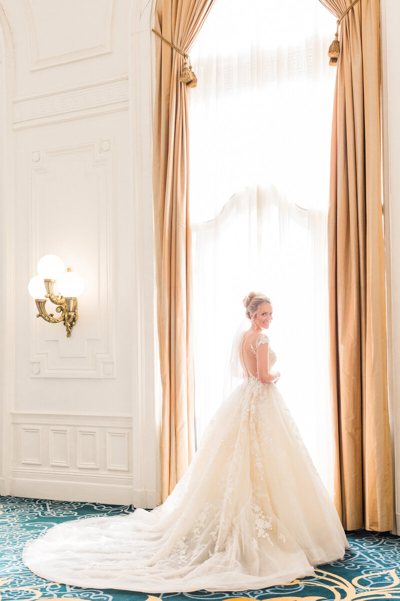 elegant bride in wedding gown