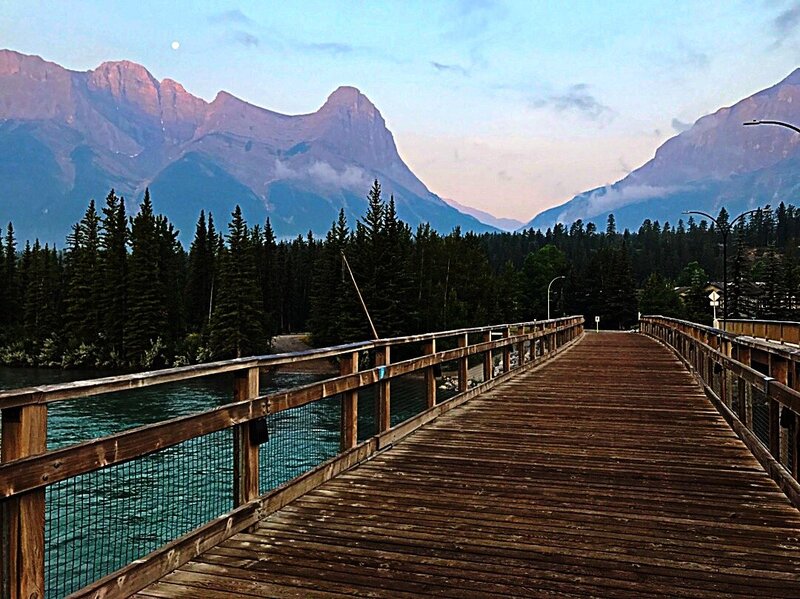 bridge over mountain lake