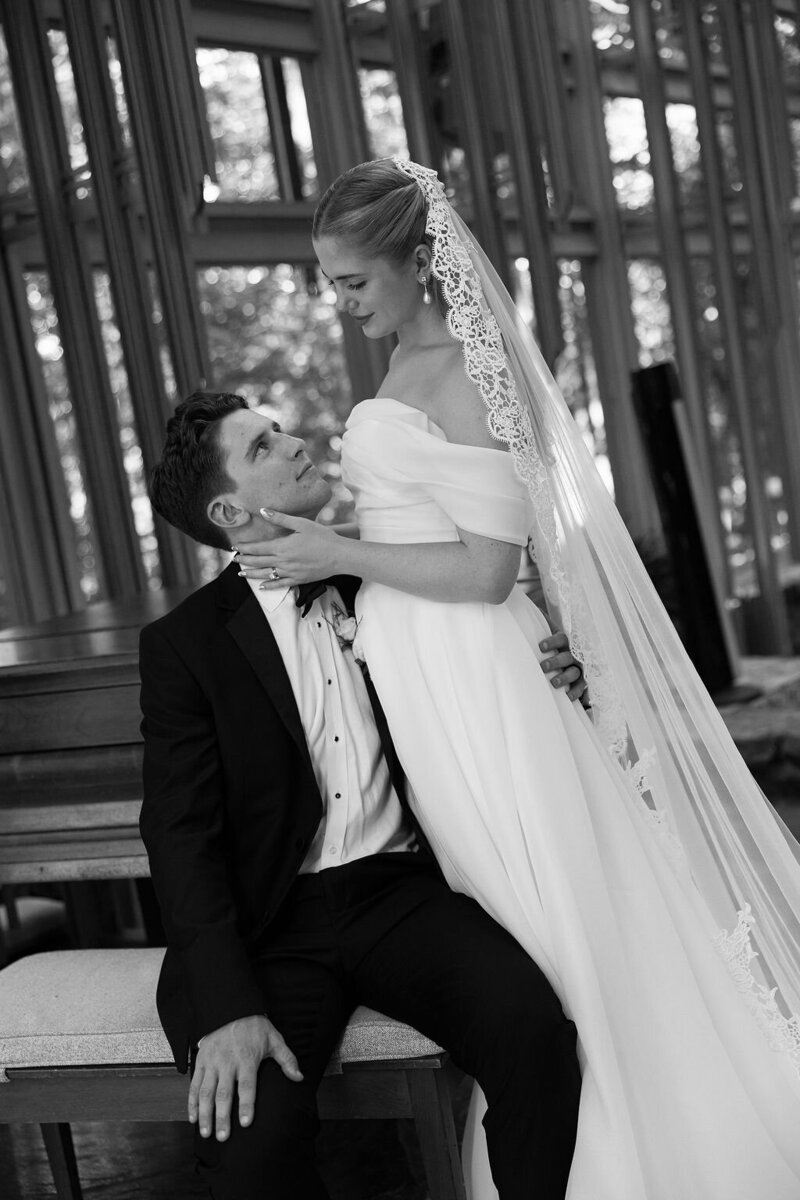 Bride and Groom at Mildred B Cooper Chapel in NWA