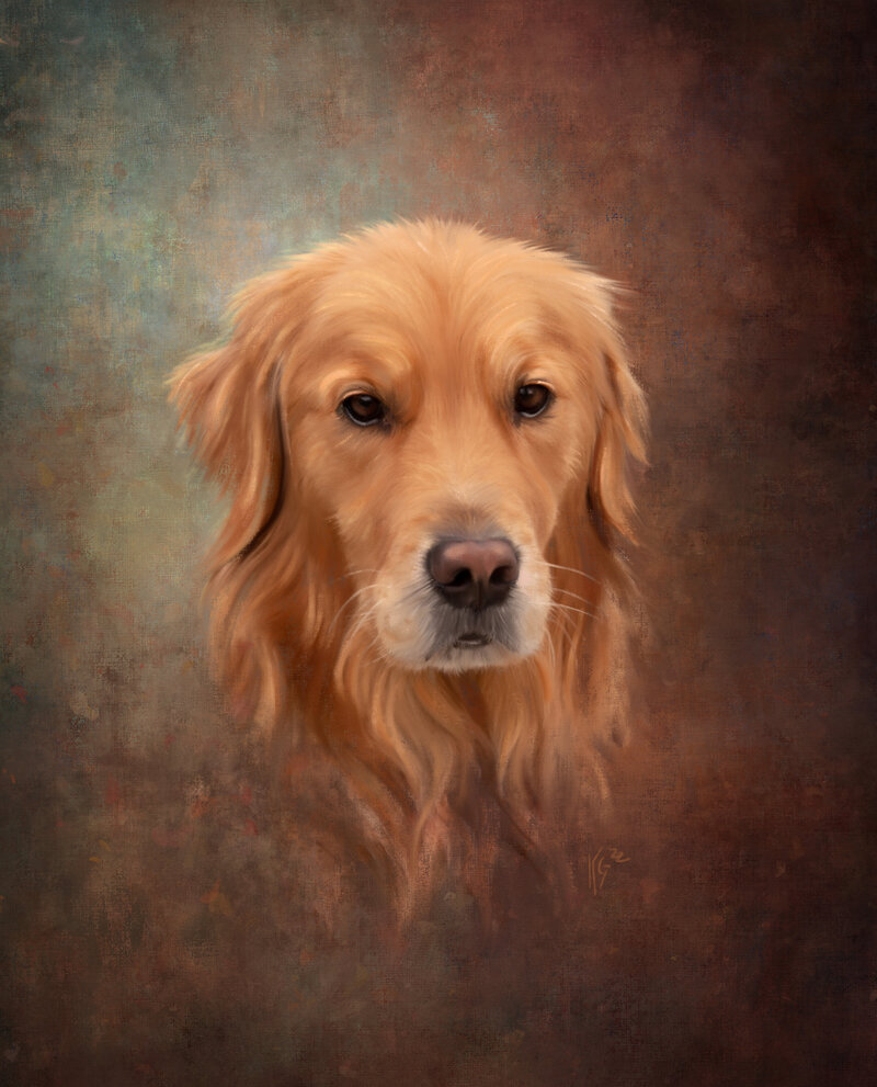 Photoshop painting of dog.