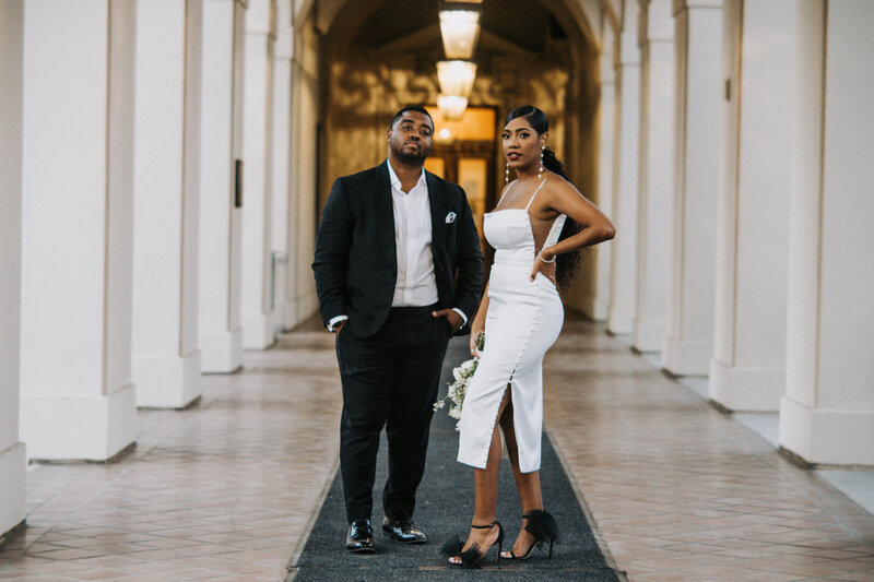 Black couple elopement at Pasadena Courthouse